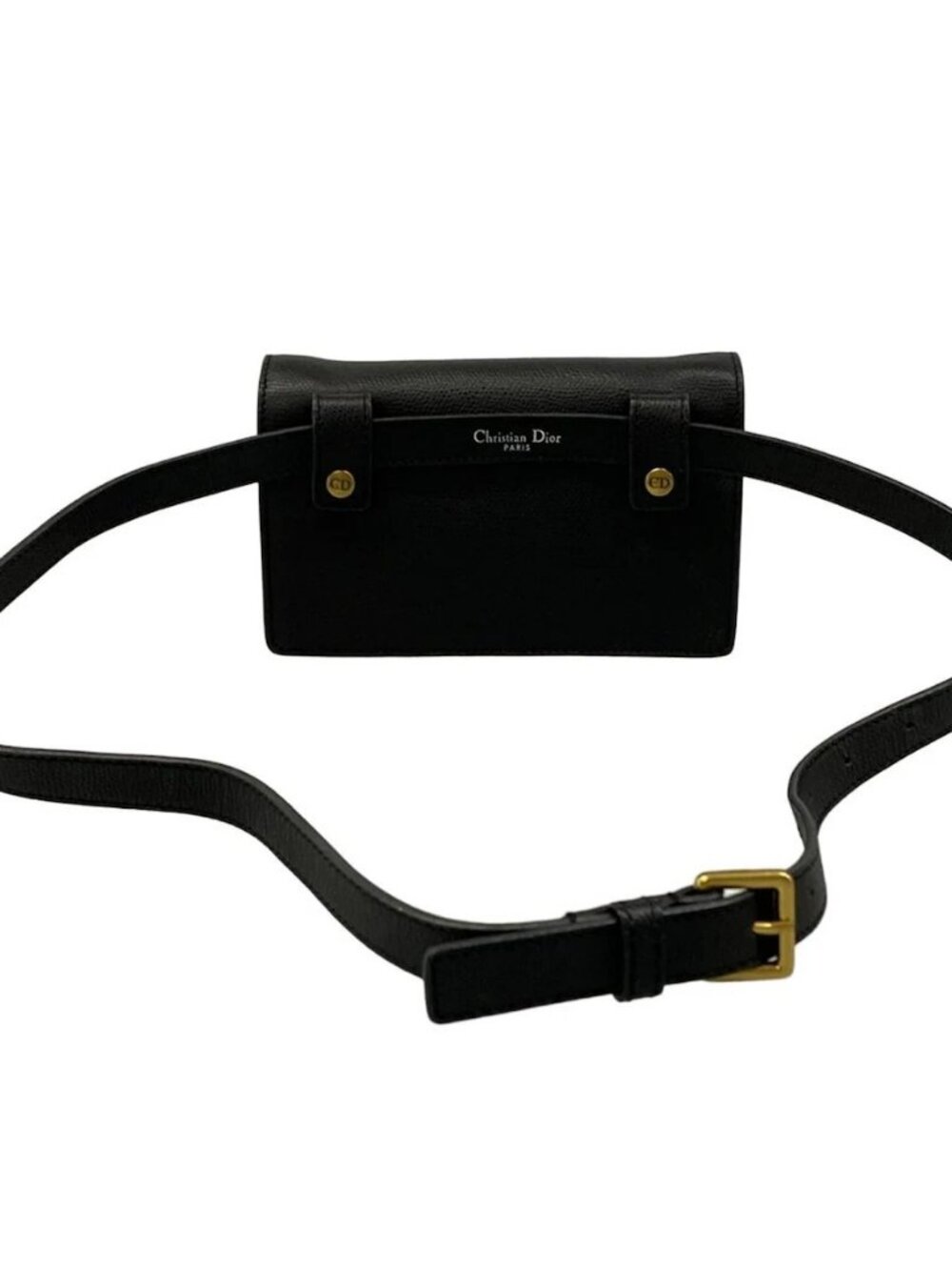 DIOR/ChristianDior Saddle Bag Black Leather Bum Bag - Picture 3 of 15